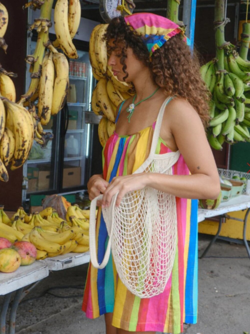 Lisa Says Gah Bright Multicolor Striped Sundress with Matching Headscarf